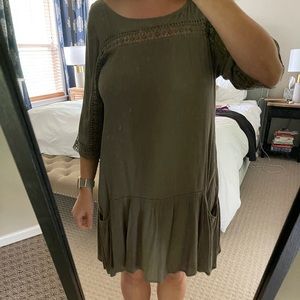 Olive green shift dress